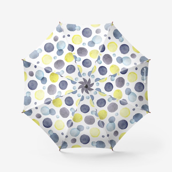 Зонт «Желтые и синие круги на белом»