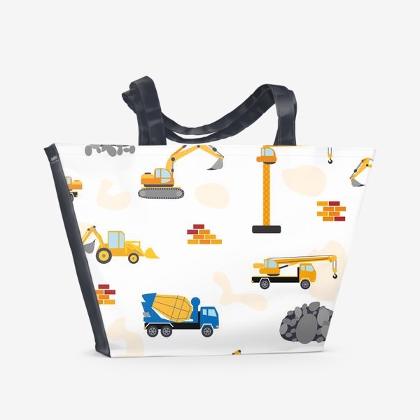 Пляжная сумка «Паттерн со строительными машинами»