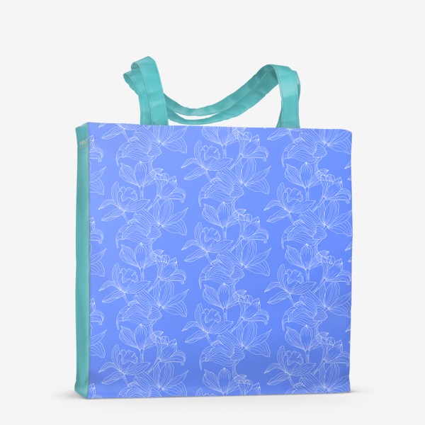 Сумка-шоппер «Белые орхидеи на голубом»