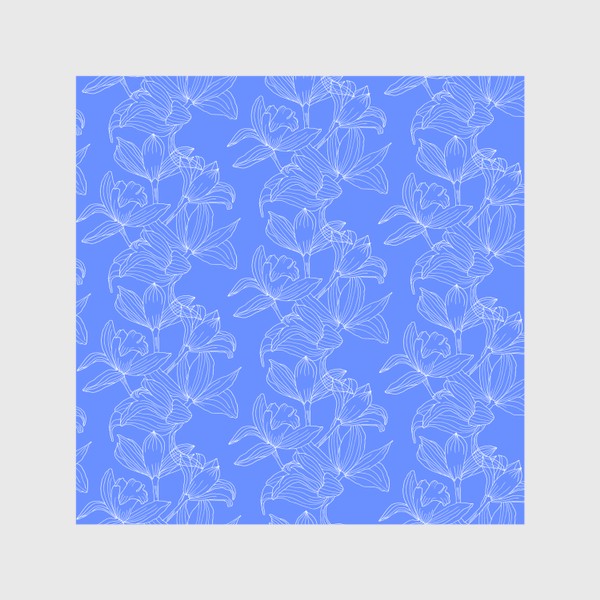 Шторы «Белые орхидеи на голубом»