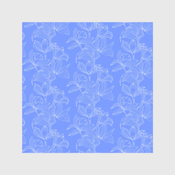 Скатерть «Белые орхидеи на голубом»