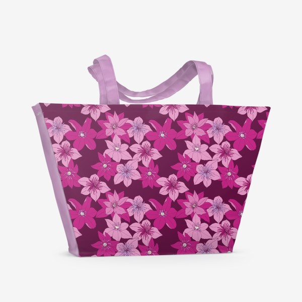 Пляжная сумка «Розовые клематисы»