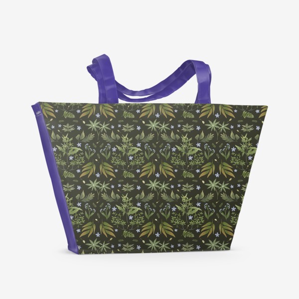 Пляжная сумка «Принт Ботанический, травы, растения, цветы, гербарий»