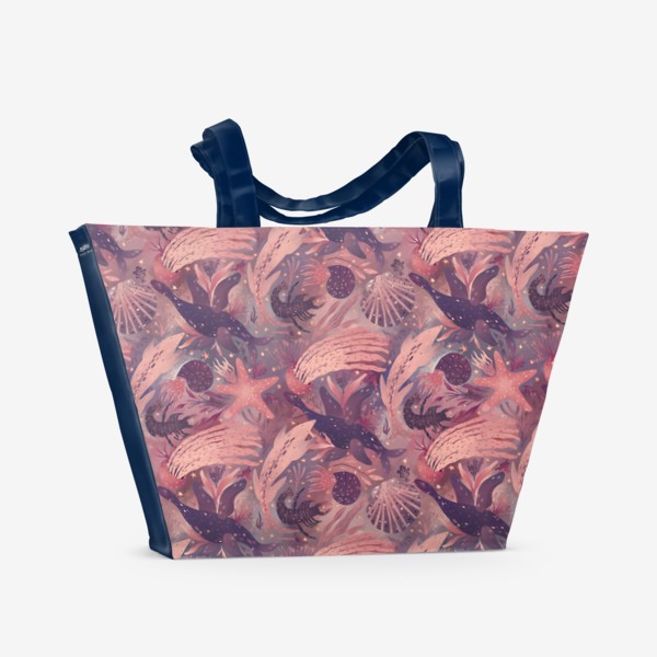 Пляжная сумка &laquo;Волнующий. Подводный мир, медузы, морские звезды, раковины&raquo;
