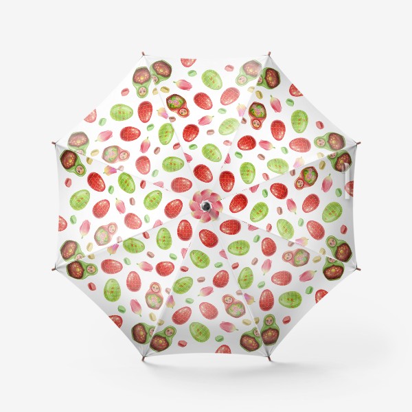 Зонт «Весенний пасхальный паттерн с матрешками яйцами и цветами»