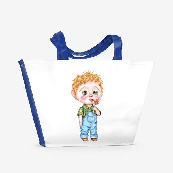 Пляжная сумка «Мальчик с леденцом / Ребенок ест конфету»
