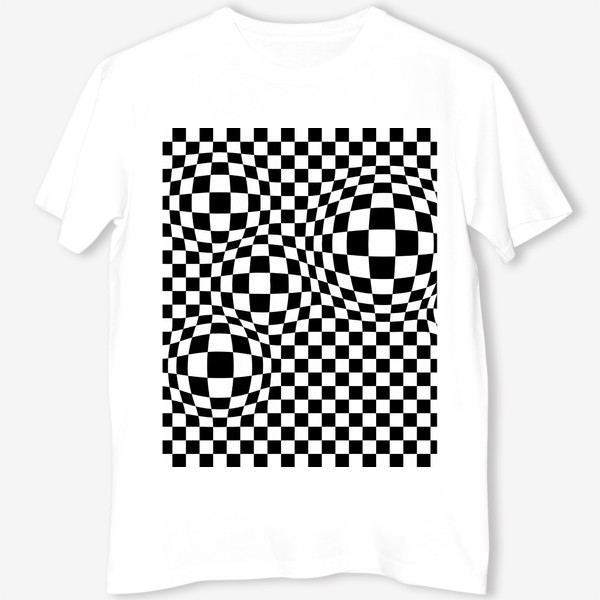 Футболка «чёрно-белый шахматный геометрический абстрактный паттерн»