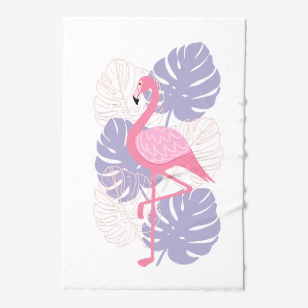 Полотенце «Розовый фламинго и тропические листья.»