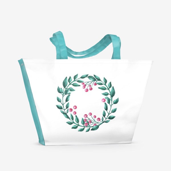 Пляжная сумка «Венок с розовыми ягодами»
