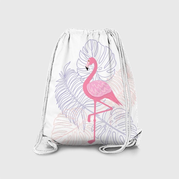 Рюкзак «Фламинго и тропические листья»