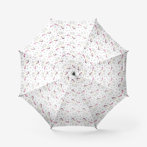 Зонт «Паттерн с единорогами и звездами»