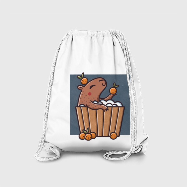 Рюкзак «Милая капибара в ванне с мандаринами. Мем»