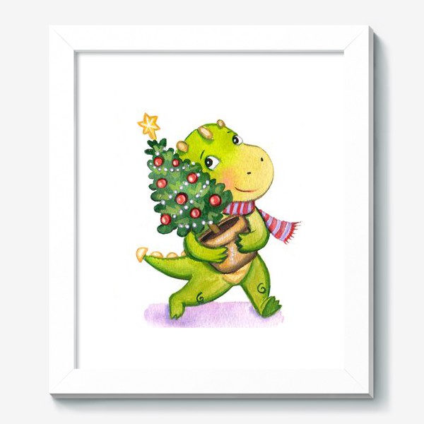 Картина «Дракончик с новогодней елочкой»