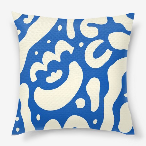 Подушка «Узор с абстрактными формами на синем фоне»