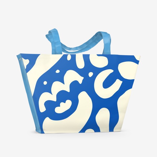 Пляжная сумка «Узор с абстрактными формами на синем фоне»