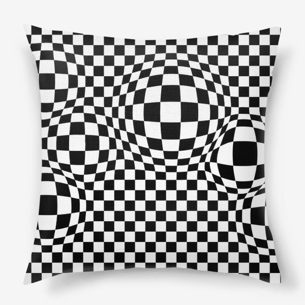 Подушка «чёрно-белый шахматный геометрический абстрактный паттерн»