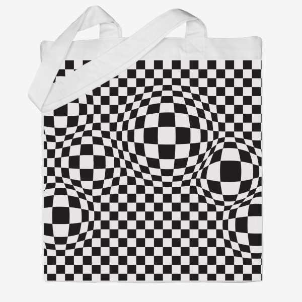 Сумка хб «чёрно-белый шахматный геометрический абстрактный паттерн»