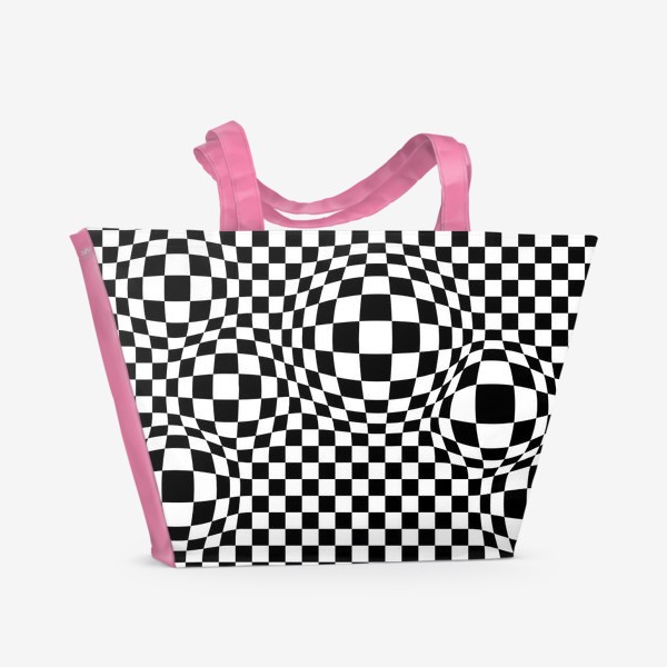 Пляжная сумка «чёрно-белый шахматный геометрический абстрактный паттерн»
