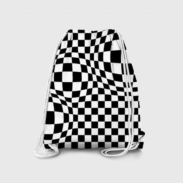 Рюкзак «чёрно-белый шахматный геометрический абстрактный паттерн»
