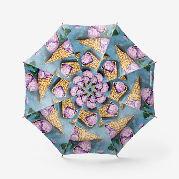 Зонт «Мороженое и цветы. Акварель»