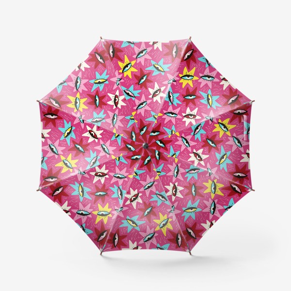 Зонт «Яркие Забавные Магические глаза на розовом фоне »