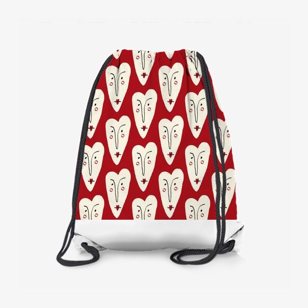 Рюкзак «Обалденные сердечки   на красном фоне »