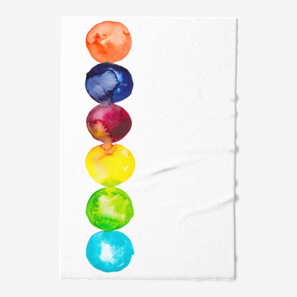 Полотенце «Яркие акварельные цветные пятна Линия из шести абстрактных кругов»