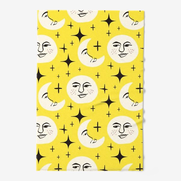 Полотенце «Желтый паттерн с луной и солнцем »