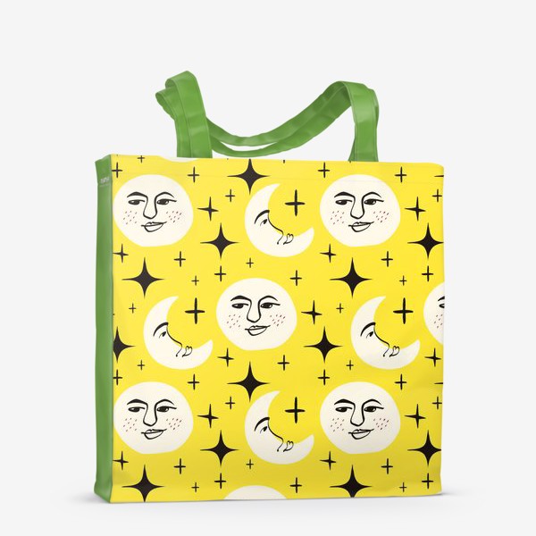 Сумка-шоппер «Желтый паттерн с луной и солнцем »