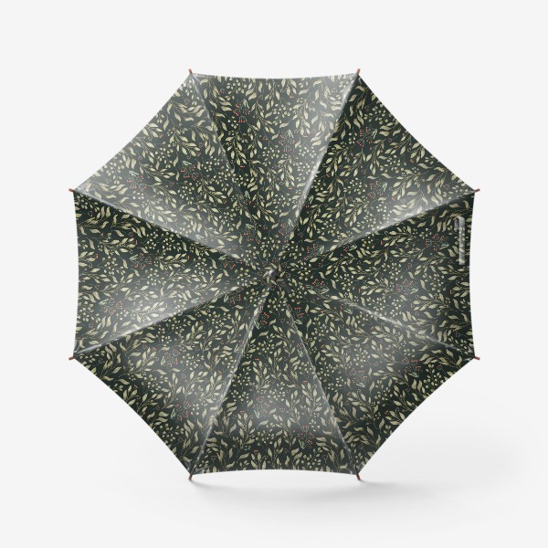 Зонт «Растительный узор на темно зеленом фоне»