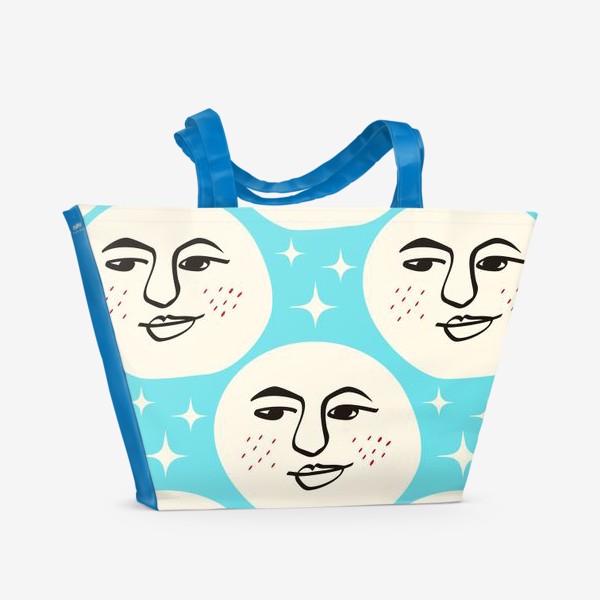 Пляжная сумка «Милый паттерн с луной »