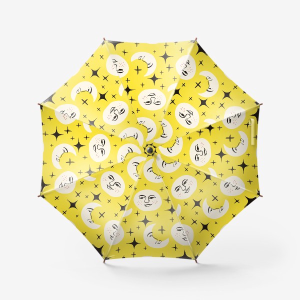 Зонт «Желтый паттерн с луной и солнцем »