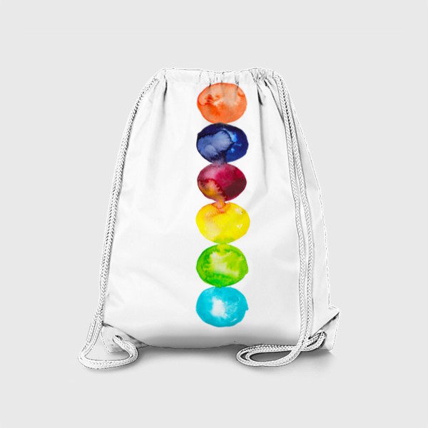 Рюкзак «Яркие акварельные цветные пятна Линия из шести абстрактных кругов»