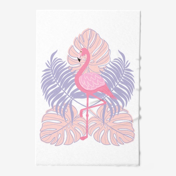 Полотенце «Фламинго и тропические листья»