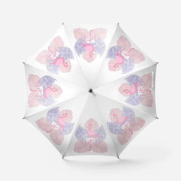 Зонт «Фламинго и тропические листья»