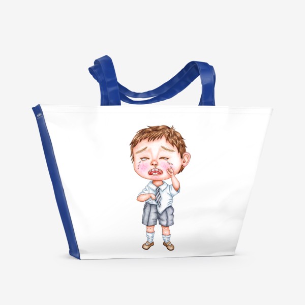 Пляжная сумка «Мальчик плачет / Мальчик школьник в форме»