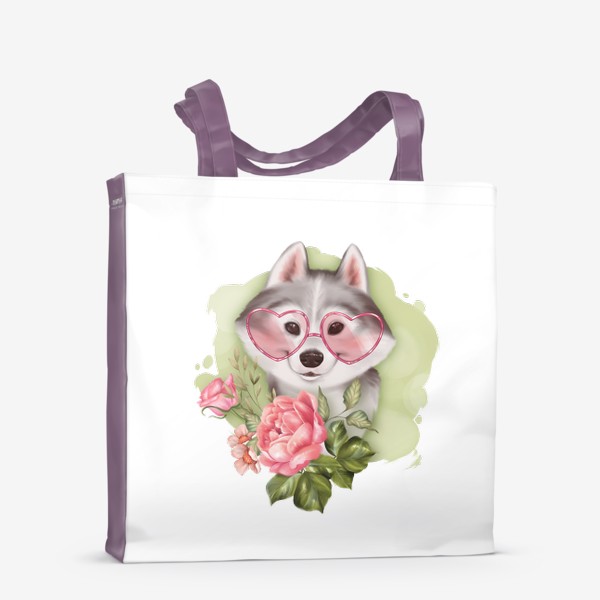 Сумка-шоппер «Весенняя собачка с розами»