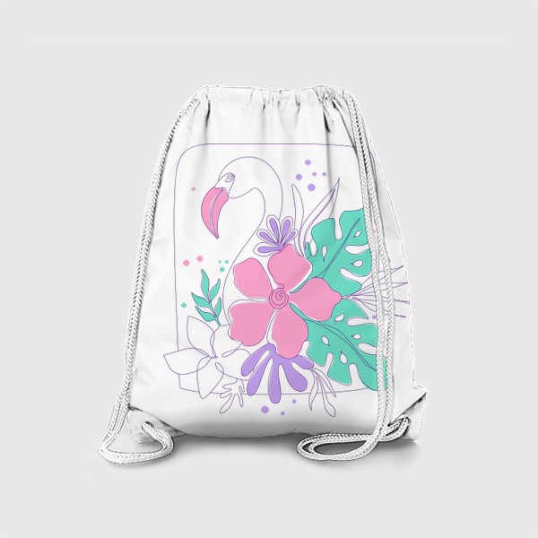 Рюкзак «Фламинго в цветах»