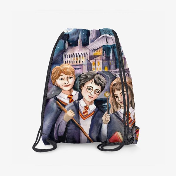Рюкзак «Гарри Поттер, Рон и Гермиона на фоне Хогвардса»