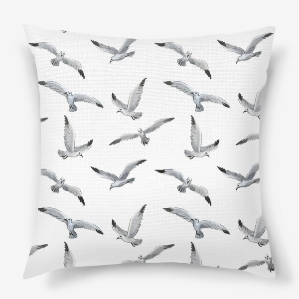 Подушка «Акварельные чайки»