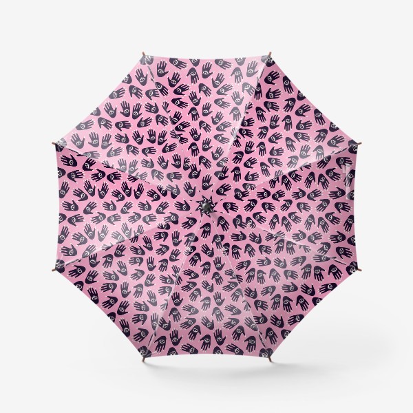Зонт «Магические руки с сглазами  на розовом фоне »