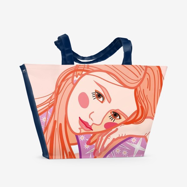 Пляжная сумка «нежный портрет молодой девушки»