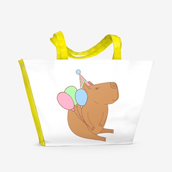 Пляжная сумка «капибара праздничная с шариками»
