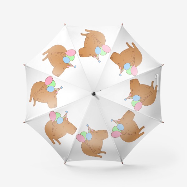 Зонт «капибара праздничная с шариками»
