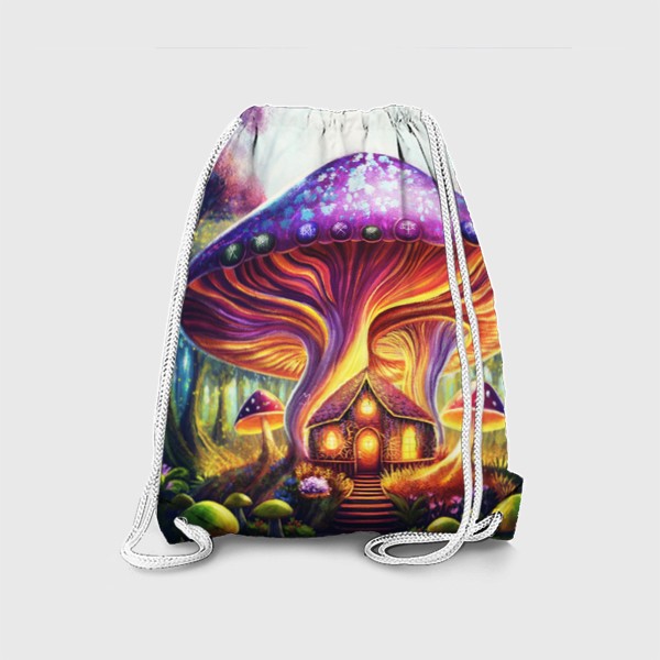 Рюкзак «Домик колдуньи под грибом, волшебный лес с домом болотной волшебницы»