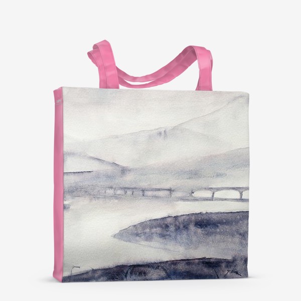 Сумка-шоппер «Туманный пейзаж с мостом»
