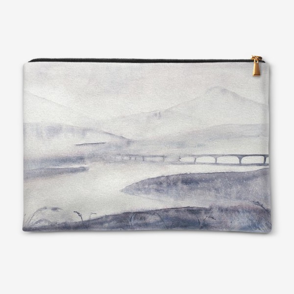 Косметичка «Туманный пейзаж с мостом»