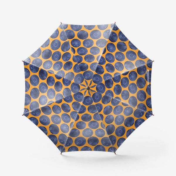 Зонт «Черника на желтом фоне Принт с черникой или голубикой Ягоды голубика»