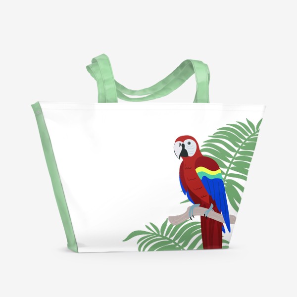 Пляжная сумка «Попугай и тропические листья»