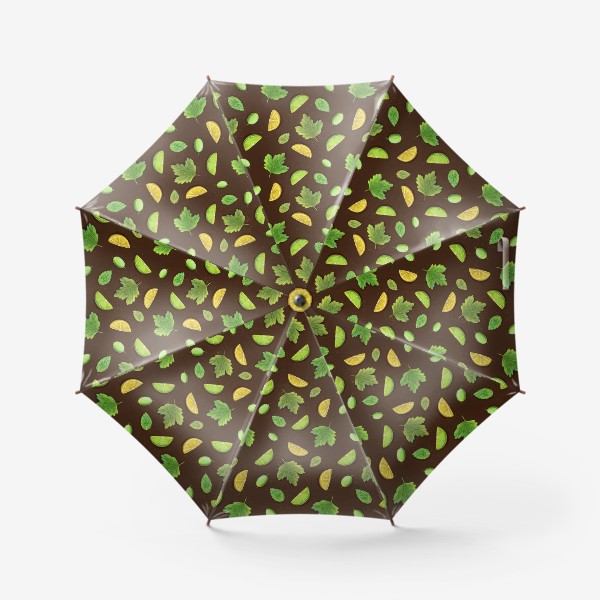 Зонт «Дольки лимона и  лайма  крыжовник  и листья на коричневом фоне»